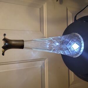 Antique Baccarat Cut Crystal Decanter Sterling Silver Collar Signed Hallmarked